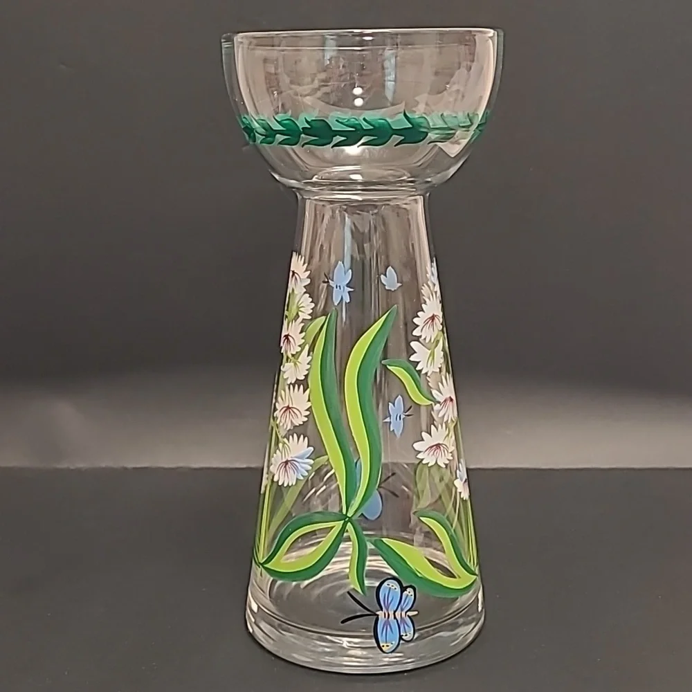 Handpainted Floral Vase with Butterflies
